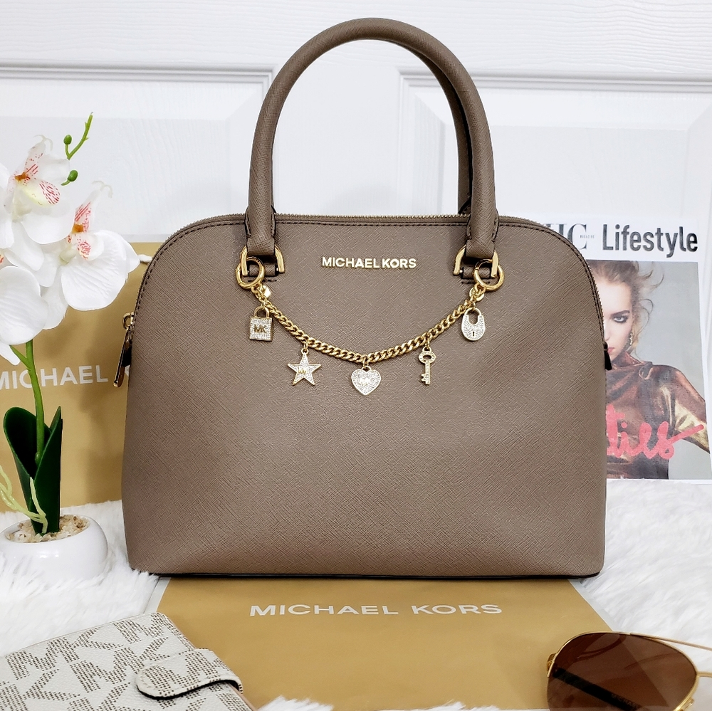 MICHAEL KORS SAFFIANO LEATHER SATCHEL
